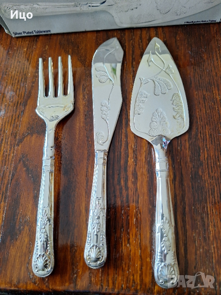 Посребрени прибори за торта 3бр, снимка 1
