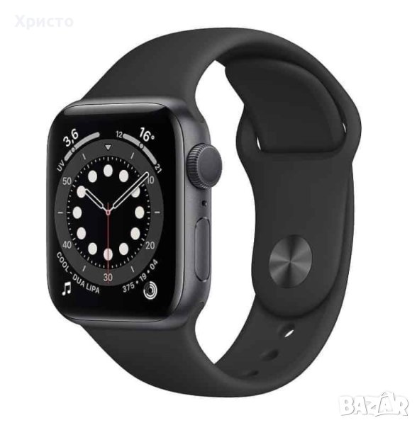 НОВ!!! Apple Watch 6, GPS, Корпус Space Gray Aluminium 40mm, Black Sport Band, снимка 1