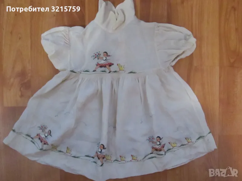 Винтидж детска копринена рокля , ръчно рисувана, снимка 1