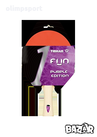 хилка за тенис  на маса нова tibhar fun purple edition черна,червена гладки гуми 1.6мм ракета за ком, снимка 1