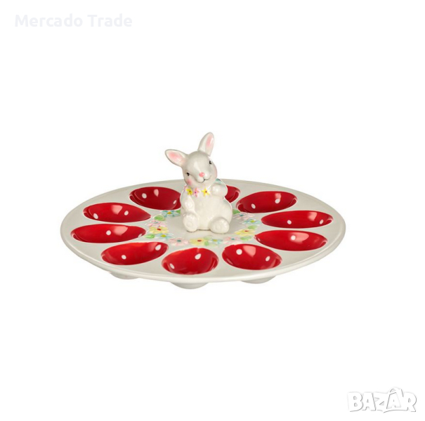 Великденска керамична чиния Mercado Trade, За 10бр. яйца, Зайче, снимка 1