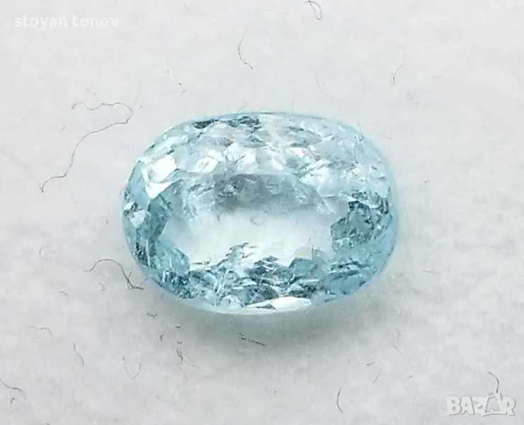 Рядък син Параиба турмалин със силен блясък - 1.37кт.! Сертификат! Нов!, снимка 1