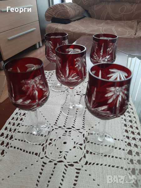 Червен кристал чаши, снимка 1