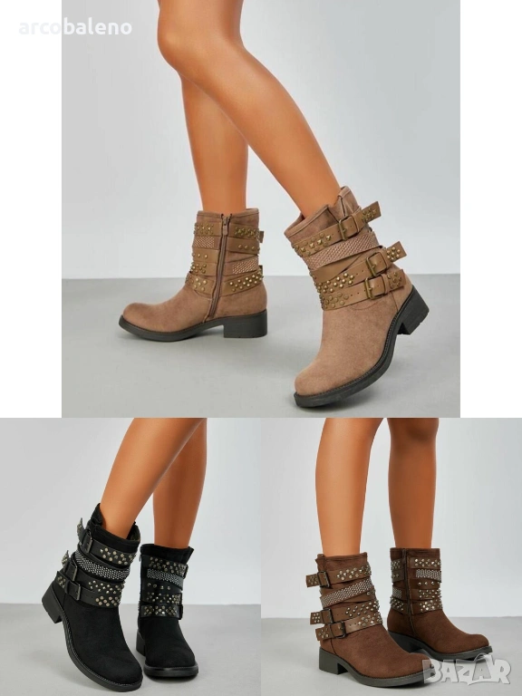 Дамски уестърн и мотористки ботуши, 3цвята , снимка 1