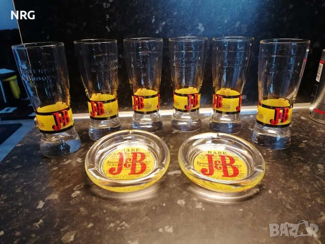 Комплект J&B 6 бр. чаши с два пепелника, снимка 4 - Чаши - 52944783
