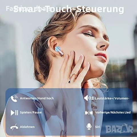 Нови Bluetooth 5.3 слушалки с HD микрофон HiFi стерео звук музика спорт, снимка 2 - Безжични слушалки - 41721881