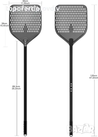 Шпатула за пица перфорирана G.a HOMEFAVOR Perforated Pizza Peel, 12 Inch, снимка 3 - Печки, фурни - 49721713