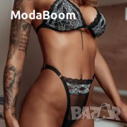 Дантелен комплект Black and White, снимка 5 - Бельо - 48357774