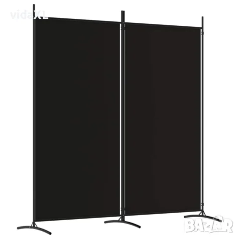 vidaXL Параван за стая, 2 панела, черен, 175x180 cм, плат