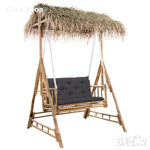 2-местна люлка с палмови листа и възглавница, 202 см, бамбук, снимка 1