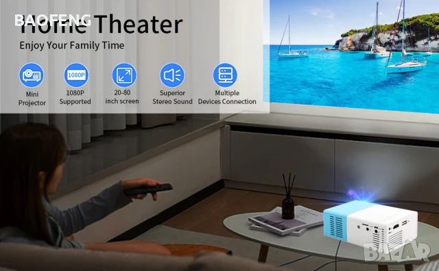 Нов YG300 Мини LED видео проектор/Full HD/забавления за деца/домашно кино/HDMI/USB/дистанционно