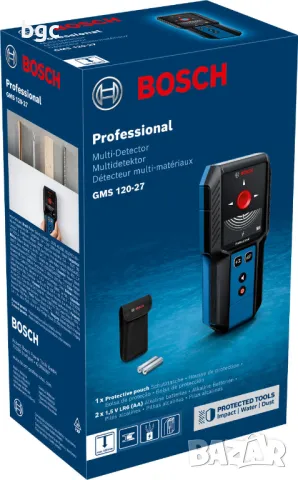  Детектор за кабели, метал и дърво Bosch GMS 120-27, 1.5 V LR6, 120 мм Гаранция, снимка 2 - Други инструменти - 49630461