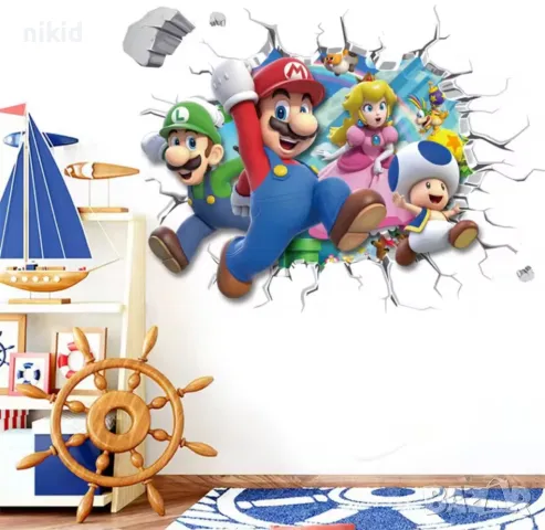 3D Супер Марио и Луиджи Super Mario самозалепващ стикер лепенка за стена