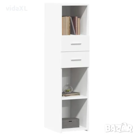 vidaXL Висок шкаф, бял, 30x42,5x124 см, инженерно дърво, снимка 3 - Бюфети - 56148180