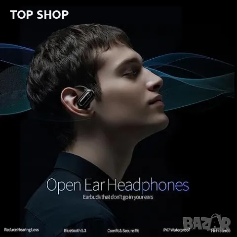 Нови Bluetooth 5.3 Отворени Безжични Слушалки, 55Ч Възпроизвеждане, IPX7 Водоустойчиви, снимка 9 - Bluetooth слушалки - 49444307