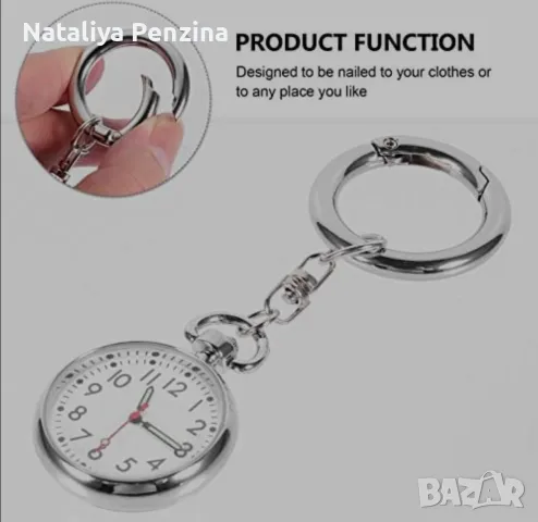 Джобен часовник с ключодържател Докторска висулка Кварцов часовник за медицински сестри, снимка 4 - Дамски - 48474577