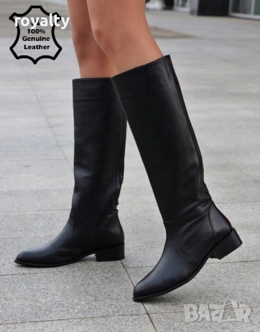 Равни ботуши - черна ЕСТЕСТВЕНА кожа, снимка 2 - Дамски ботуши - 52267749