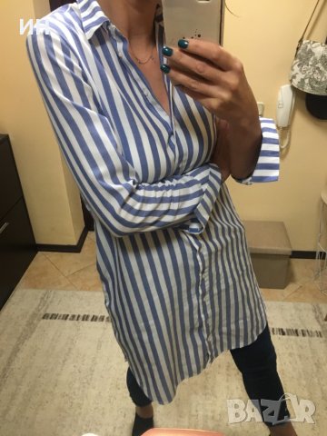 Риза рокля в бяло и светло синьо, снимка 13 - Рокли - 29423445