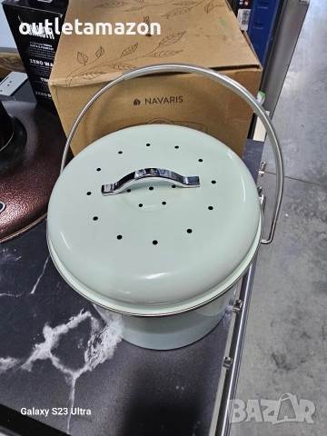 Метален контейнер за компост, сив, 3 л с 3 филтъра, Navaris, снимка 2 - Други - 52750173