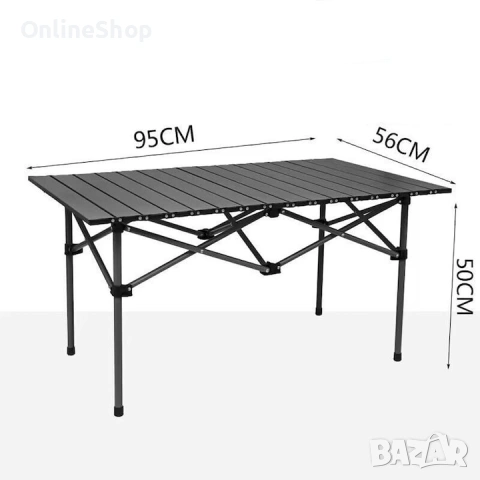 Сгъваема къмпинг маса, 95x56x50 см, стоманена конструкция, снимка 6 - Други стоки за дома - 53076270