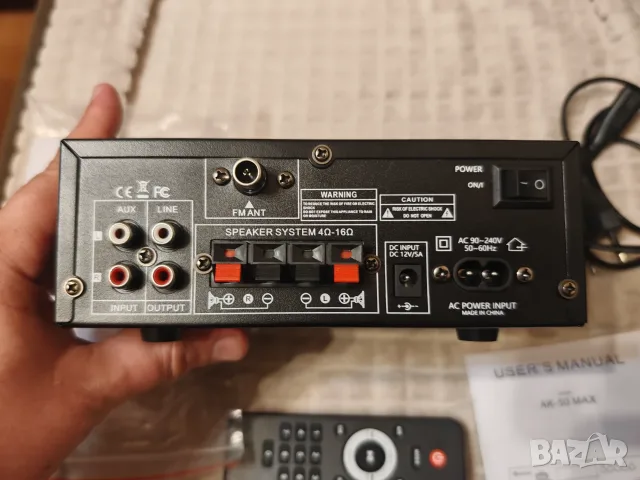 Romicta AK-50 MAX 2-канален усилвател Bluetooth / MP3 / FM / SD / USB, снимка 2 - Ресийвъри, усилватели, смесителни пултове - 56121806