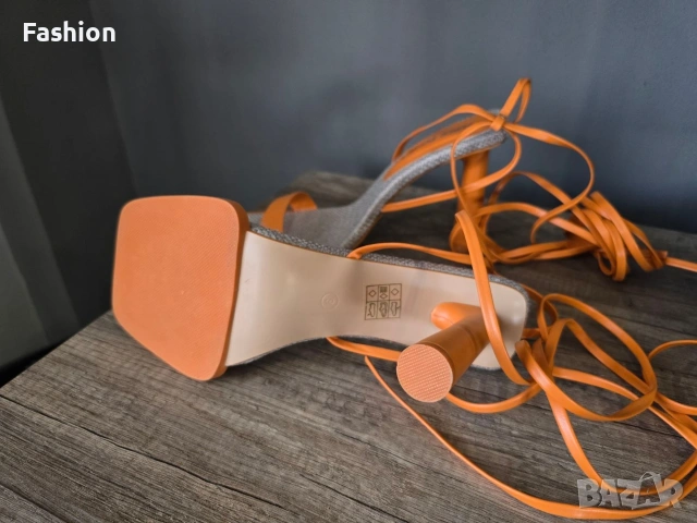 Нови уникални дамски обувки \ сандали на ток с връзки, снимка 6 - Дамски обувки на ток - 53588477