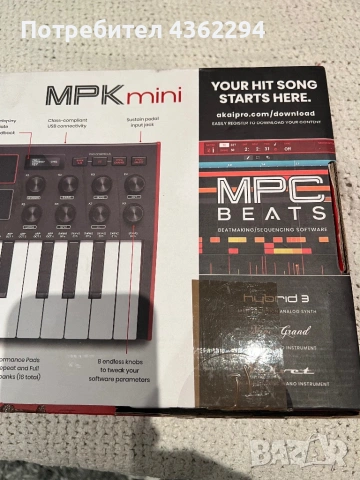 Akai MPK Mini синтезатор, снимка 3 - Ресийвъри, усилватели, смесителни пултове - 53216725