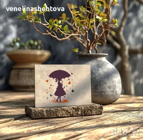 4 броя шаблон стенсил момиче с чадър декорация торта скрапбукинг текстил дърво , снимка 4 - Други - 52808772