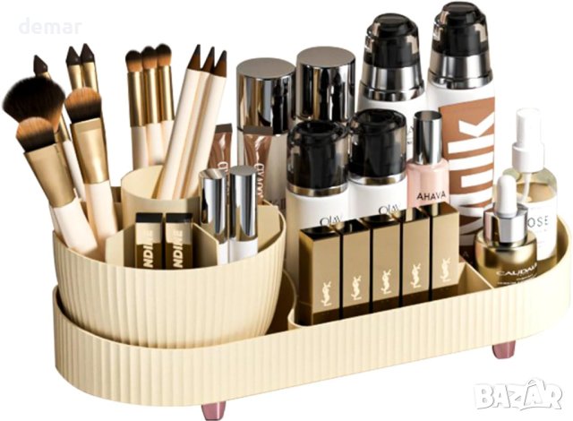 DRILBUR Органайзер за грим, въртящо се отделение 2 в 1 за съхранение на козметика