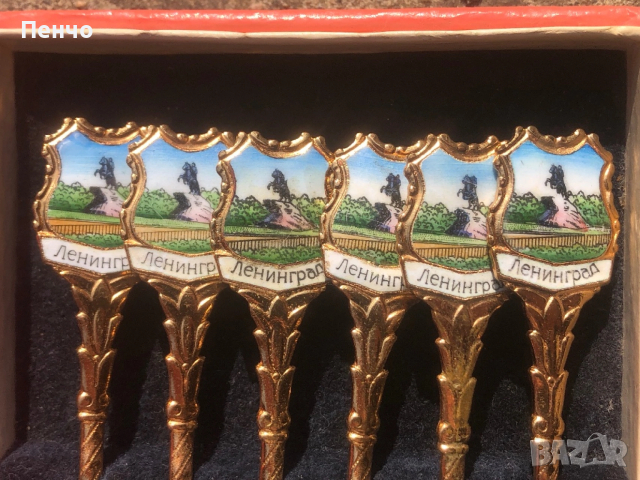 стари руски лъжички с позлата и емайл - СССР, снимка 4 - Антикварни и старинни предмети - 53473649