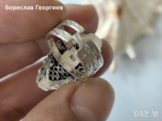 Сребърен пръстен 925 със седеф, снимка 5 - Пръстени - 53590971