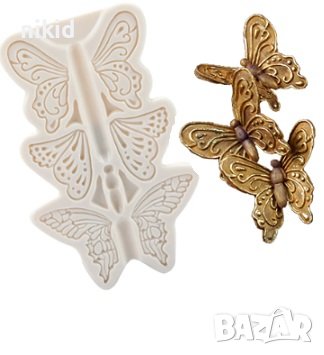 3 пеперуди 1 над друга силиконов молд форма фондан декор торта украса, снимка 2 - Форми - 41716918