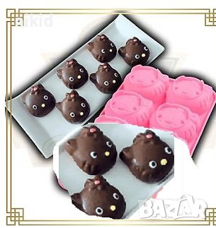 4 Hello Kitty Коте Кити дълбоки силиконов молд форма калъп за сапун гипс шоколад мъфин, снимка 2 - Форми - 31880680