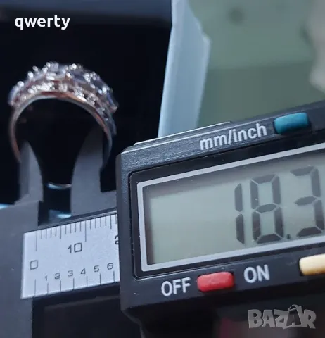 Сребърен пръстен с танзанити, снимка 2 - Пръстени - 47581311