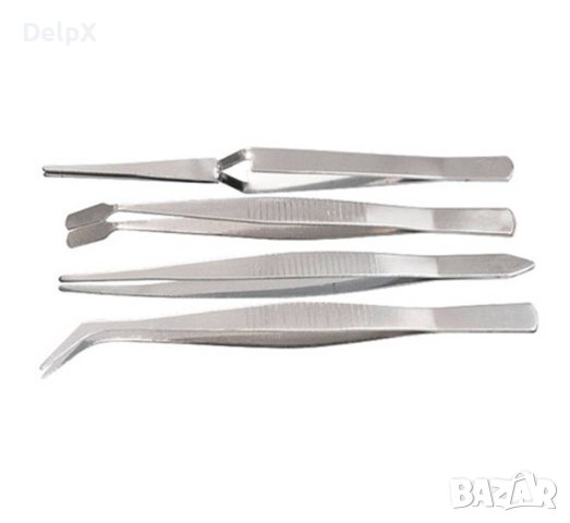 Пинсети комбинирани, прави, криви, комплект 4бр., снимка 1