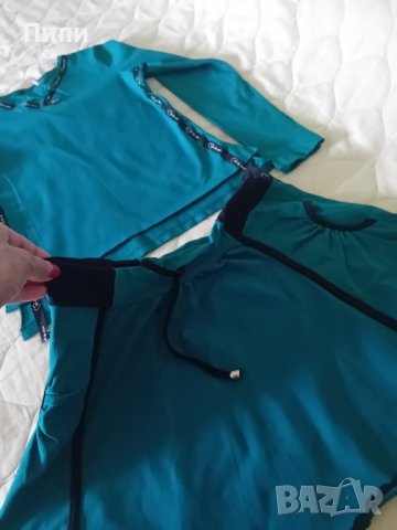 Син младежки комплект  от стегнато трико , снимка 3 - Комплекти - 42300909