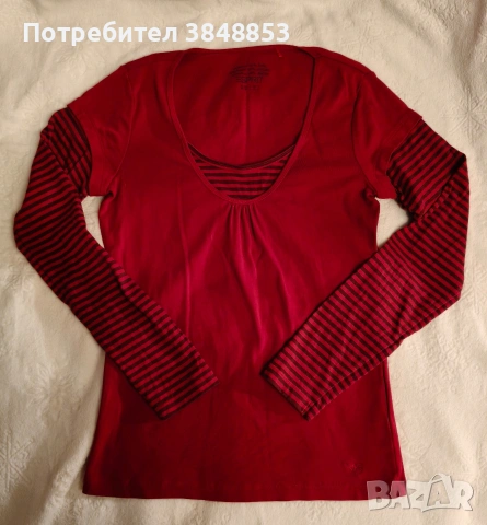 Y2K червена блуза с дълъг ръкав 