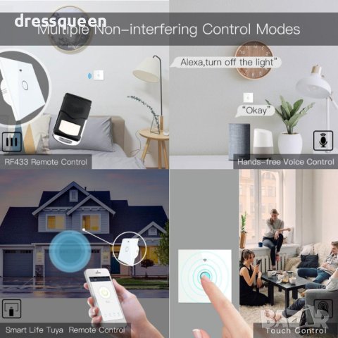 4000 WiFl Wi-Fi Смарт Сензорен Ключ за осветление с тъч стъклен панел, снимка 18 - Лед осветление - 42168035