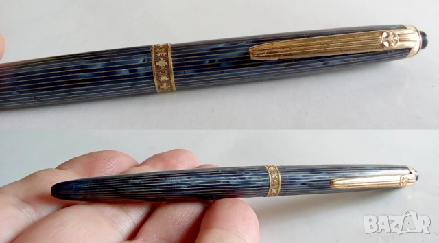 РЯДКА ХИМИКАЛКА 1950г DIPLOMAT ОТ ЗЕЛЕНО-СИНЬО РАФИРАНА СМОЛ , снимка 3 - Други ценни предмети - 52144504