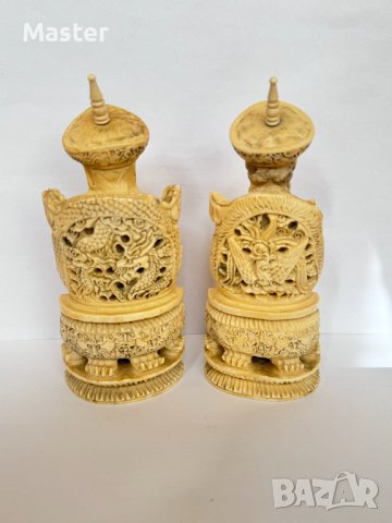 Император и Императрица стар Китай слонова кост изключителна майсторска ръчна изработка, снимка 2 - Колекции - 44434077