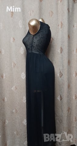 Atmosphere S Черна дълга рокля от дантелена и ефирен тюл, снимка 7 - Рокли - 40127447