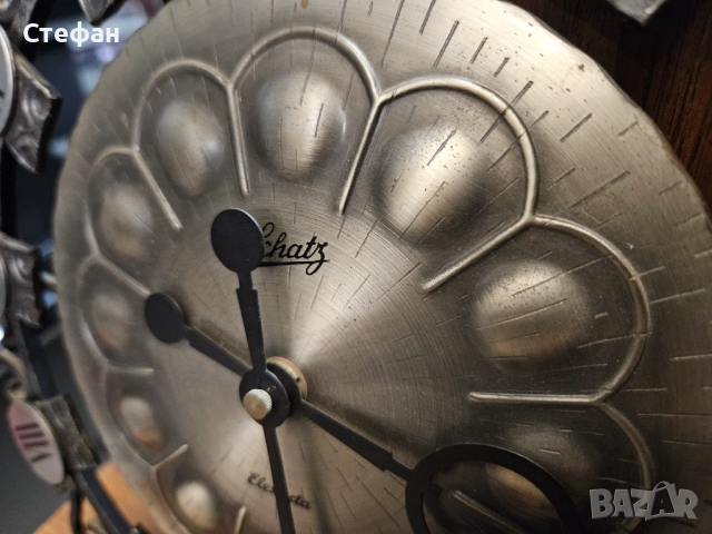 Винтидж стенен часовник със звездовиден дизайн от средата на века, стенен часовник MCM със сребърни , снимка 5 - Стенни часовници - 51977286