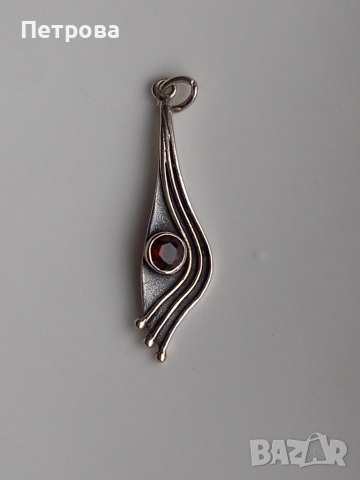 Сребърна висулка с гранат , снимка 6 - Колиета, медальони, синджири - 52029212