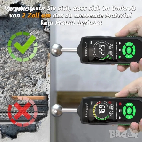 НОВ влагомер за стена RDINSCOS, зидария, дърво, замазка, бетон, мазилка с топка, снимка 6 - Гедорета - 51615193