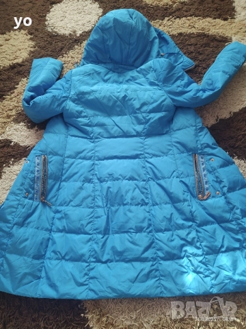 Зимно дълго яке синьо , снимка 2 - Якета - 52422961