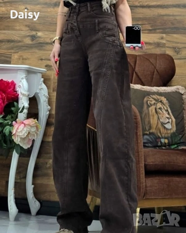 Дамски дънки цвят кафяв, снимка 2 - Дънки - 53135534