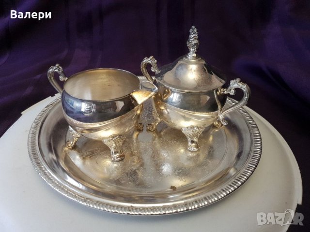 Сервиз за Захар и Мляко 100% Посребрен Антика , снимка 3 - Антикварни и старинни предмети - 40747625