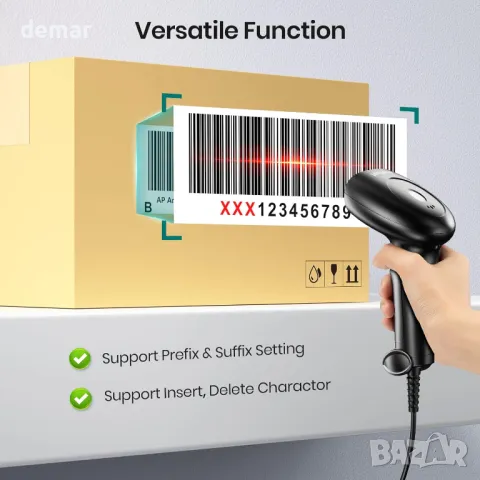 Скенер за баркодове Anyeast със стойка, USB кабелен инвентарен 2D/1D QR код скенер, снимка 7 - Друга електроника - 49885950