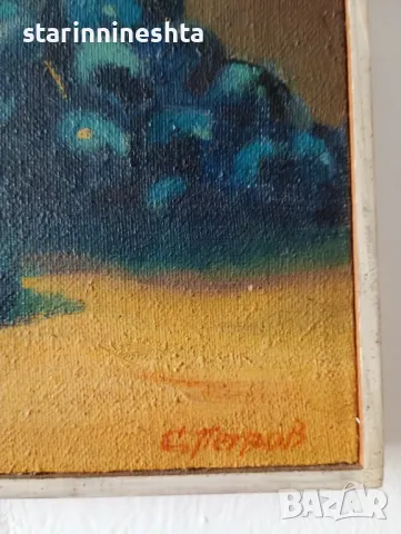 Художник Сергей Петров 1918-2006  стара картина старинна картина  натюрморт с плодове , снимка 2 - Антикварни и старинни предмети - 49772239