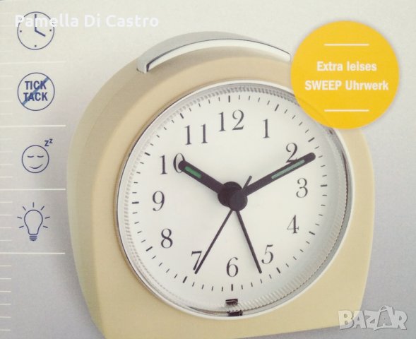 Часовник с будилник и аналогов дисплей. Безшумен с аларма и подсветка. Нов., снимка 4 - Друга електроника - 35915378